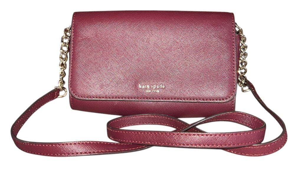Kate Spade Cameron Small Flap Leather Burgundy Crossbody Bag